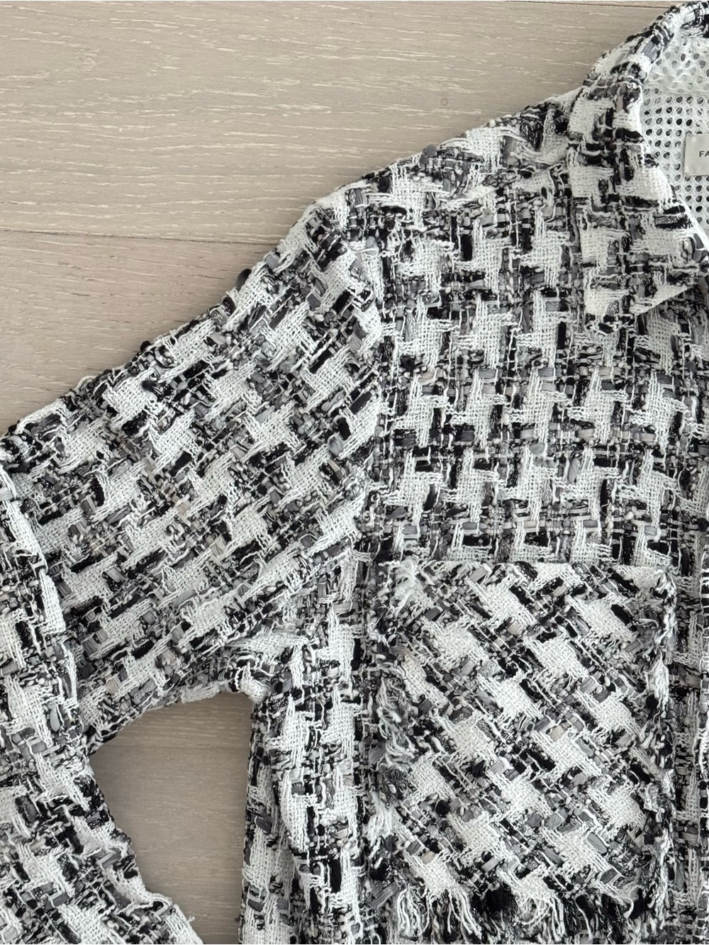Faith Connexion Tweed Fitted Overshirt - White/Black/Silver - Size XS - Picture 4 of 8